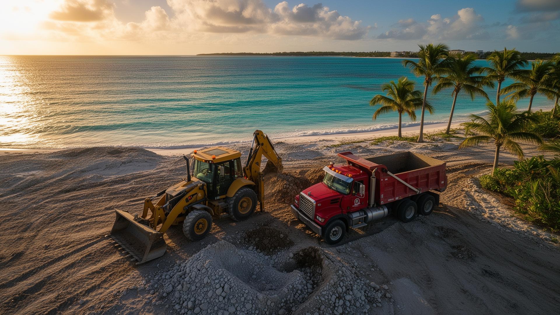 Heavy equipment clearing beachfront lot in Exuma